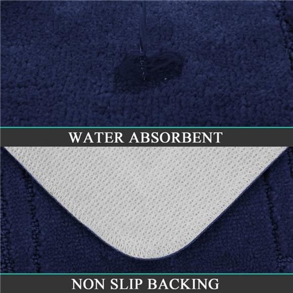 Bathroom Rugs Set 3Piece with Toilet Cover,Non Slip &U-Shaped Contour Toilet Mat - Picture 4 of 6